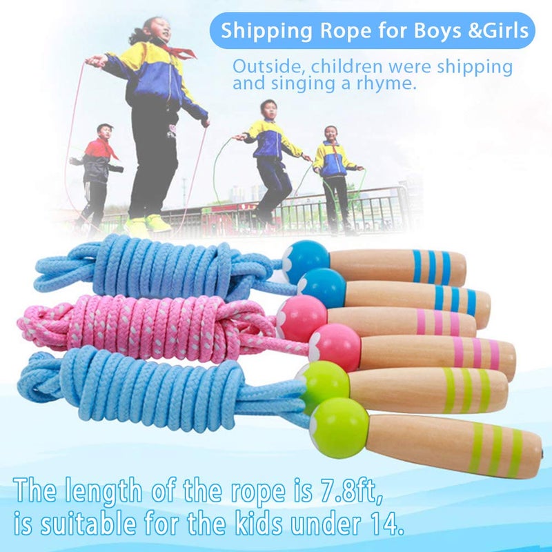 Ace one Jump Rope Kids, 7ft Adjustable Cotton Skipping Rope with Wooden Handle for Boys and Girls Fitness Outdoor Exercise(Blue) - Image 5